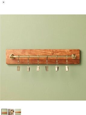 Brass and Wood Wall Rail with Clips - Hearth & Hand with Magnolia